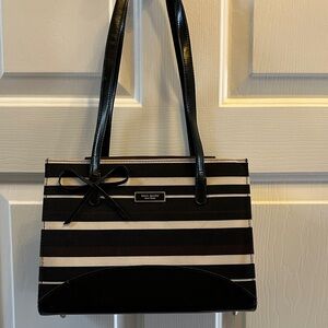 Kate Spade Black and Cream Striped Shoulder Bag